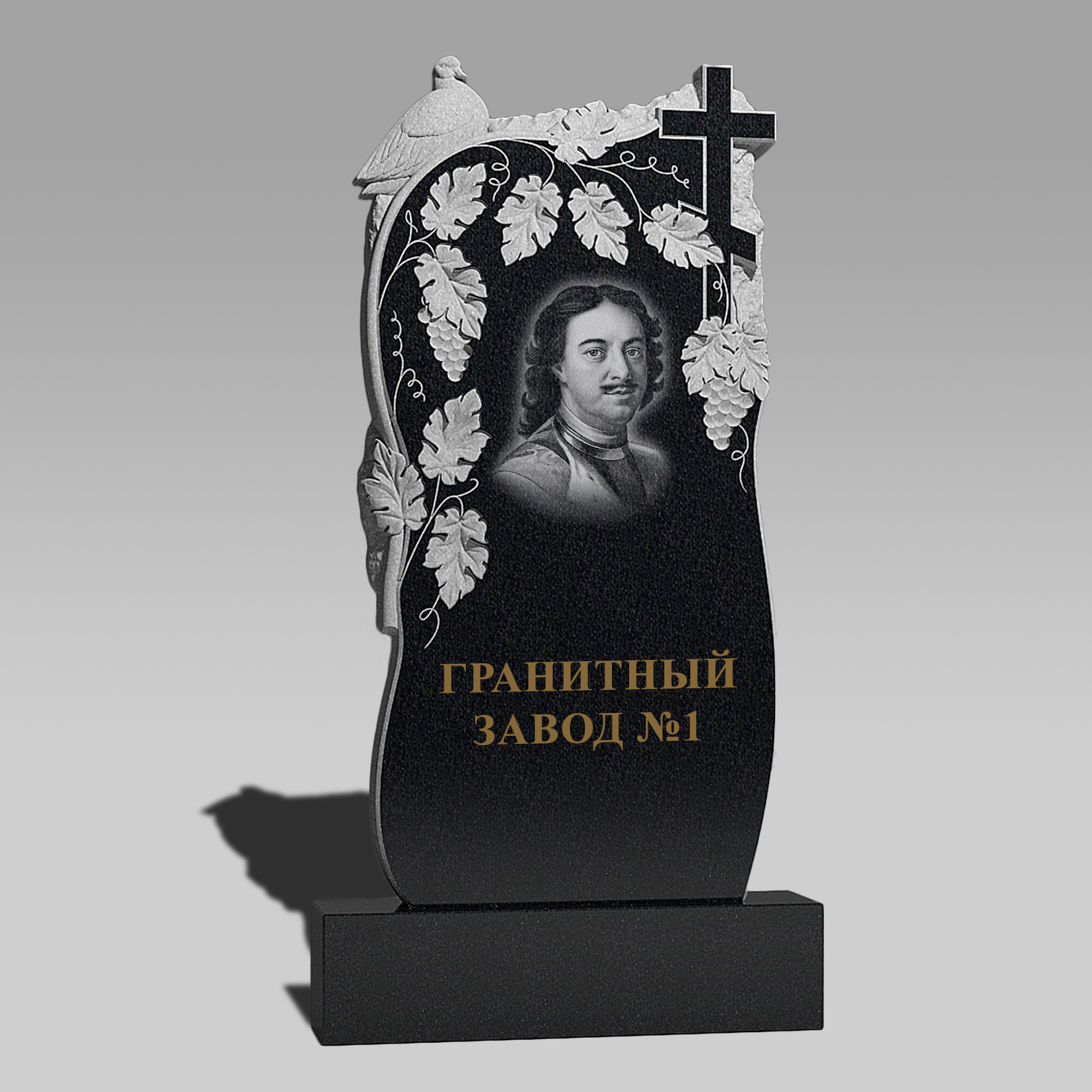 3005 Ритуальный памятник с цветами и птицей