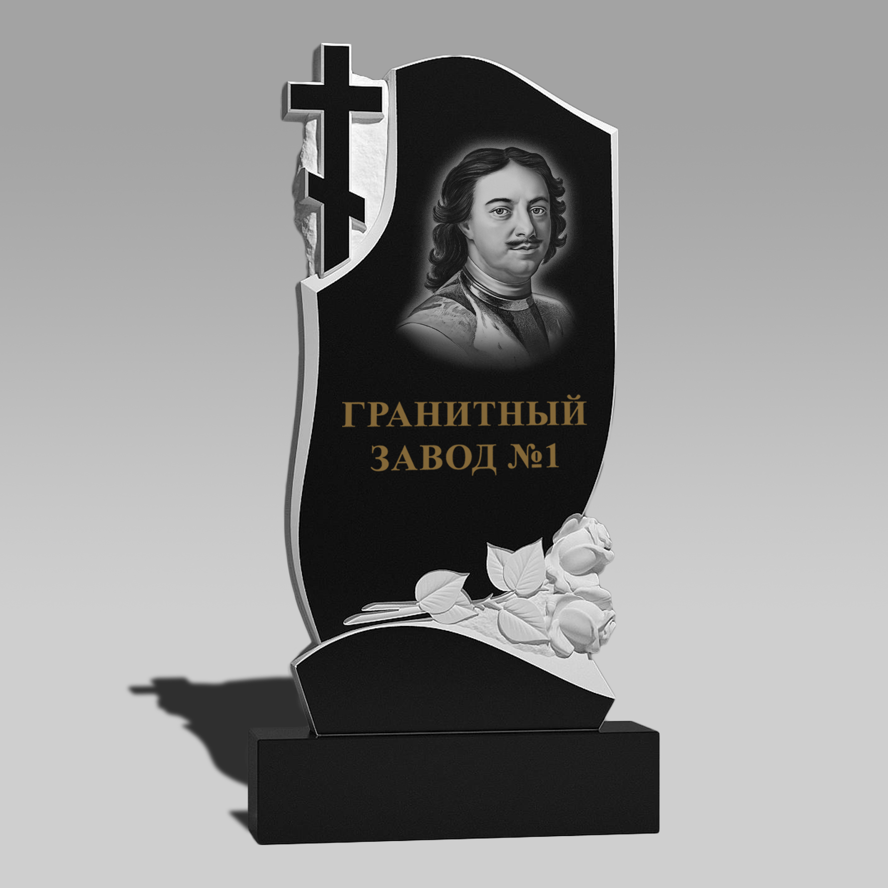3105 Памятник резной крест с розами